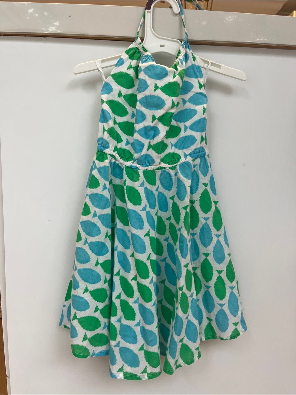Masala Baby Green & Blue Leaf Halter Dress